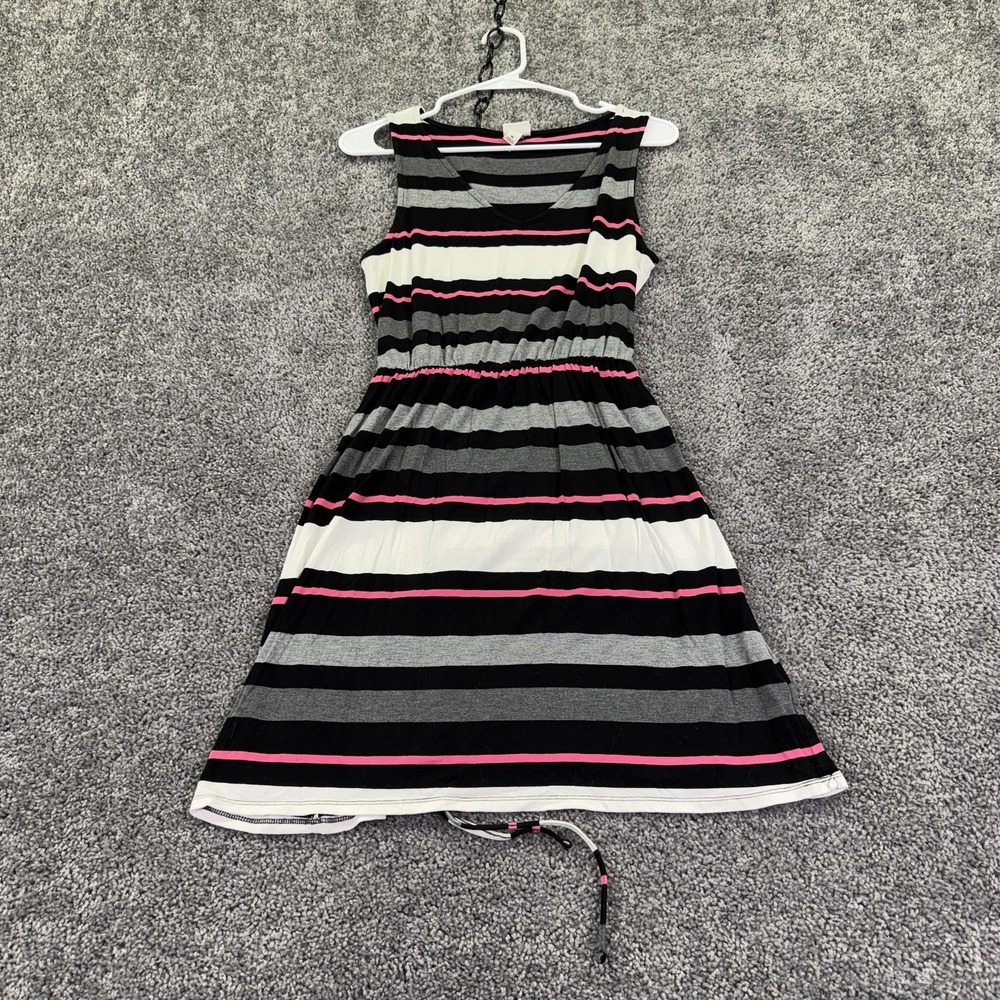 Merona Sundress Womens M Multicolor Striped Boat Neck Drawstring Waist Jersey